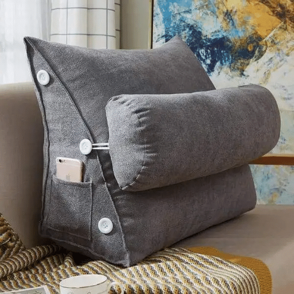Comfort Velvet Wedge Bed Reading Pillow | Sofa Bedside Bed Lumbar Support Backrest pillow