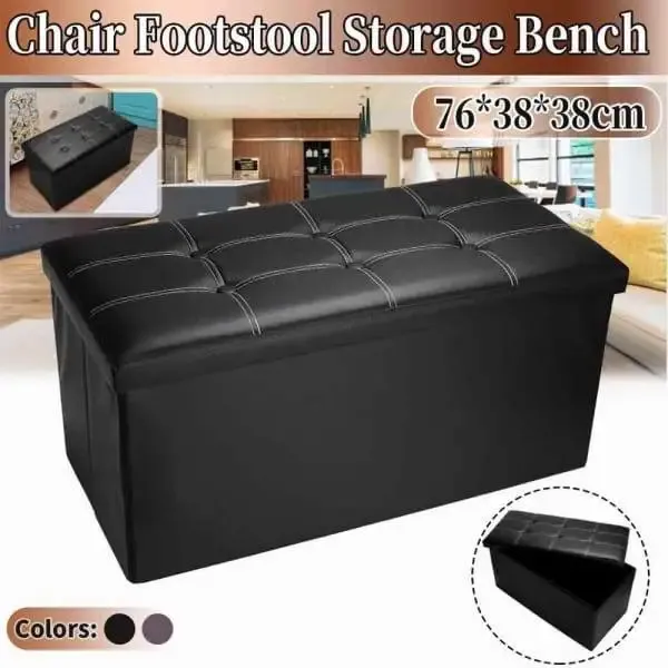 Multifunctional PU Leather Storage Stool | Sofa Ottoman Footrest Storage Bench Box Seat Footstool
