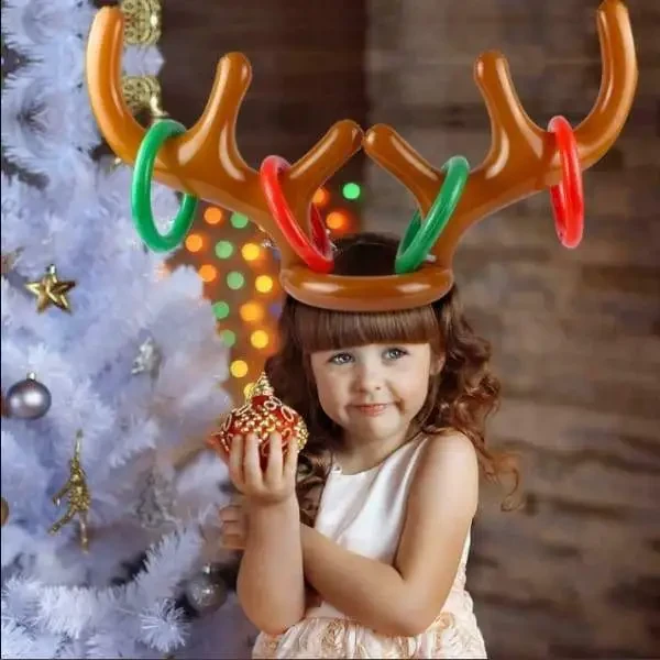 Inflatable Reindeer Antler Hat Ring Toss Game