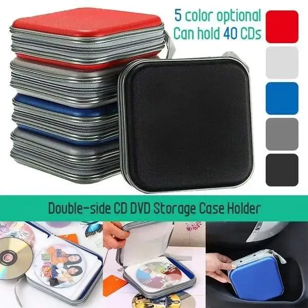 cd-dvd double side storage case organizer holder hard wallet
