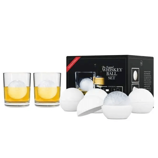The Original Whiskey Ball Quartet Gift Set (includes 4 round ice molds, 2 premium rock glasses)