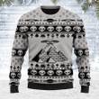 Merry Christmas Gearhomies Unisex Ugly Christmas Sweater Ancient Alien Pyramid 3D Apparel