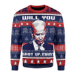 Merry Christmas Gearhomies Unisex Christmas Sweater Will You Shut Up Biden 3D Apparel