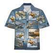 WWII Messerschmitt Bf 109 Aircraft Aloha Print Hawaiian Shirt