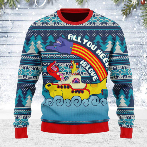 Merry Christmas Gearhomies Unisex Ugly Christmas Sweater All You Need Is Love 3D Apparel