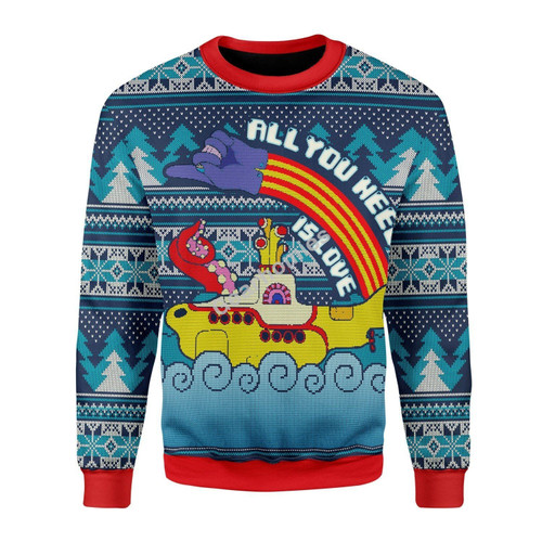 Merry Christmas Gearhomies Unisex Christmas Sweater All You Need Is Love 3D Apparel