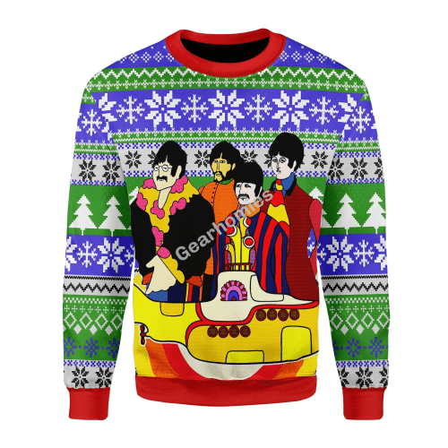 Merry Christmas Gearhomies Unisex Christmas Sweater The Beatles Hippie