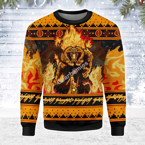 Merry Christmas GearHomies Unisex Christmas Sweater LOTR You Shall Not Pass 3D Apparel
