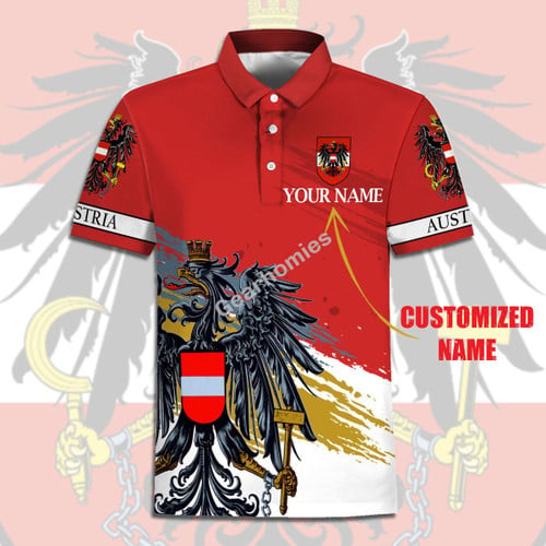 Gearhomies Personalized Unisex Polo Shirt Austria Coat Of Arms 3D Apparel