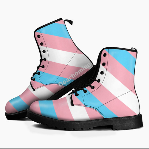 GearHomies Transgender Flag Leather Boots