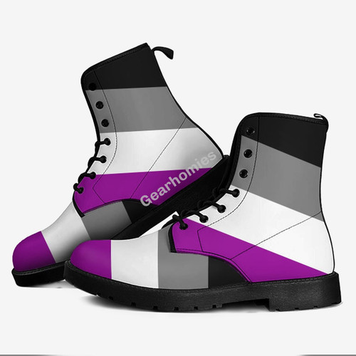 GearHomies Asexual Pride Flag Leather Boots