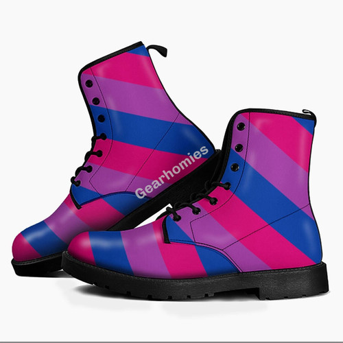 GearHomies Bisexual Flag Leather Boots