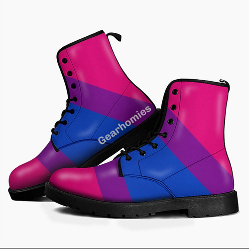 GearHomies Bisexual Flag Leather Boots
