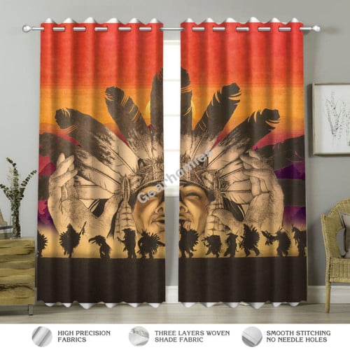 Native American Pow Wow Dance Sunset Curtains