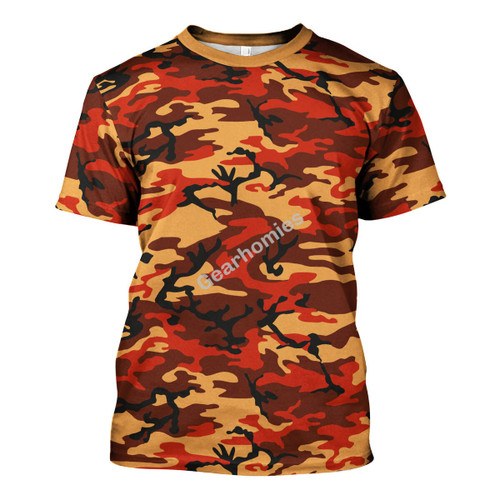Flecktarn Red Brown German World War II Camouflage Patterns T-Shirt