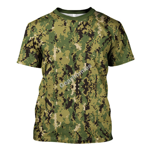 American Navy Working Uniform (NWU) Type III (AOR-2) Woodland Camo T-Shirt