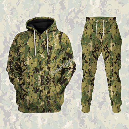 American Navy Working Uniform (NWU) Type III (AOR-2) Woodland Camo Hoodies Pullover Sweatshirt Tracksuit