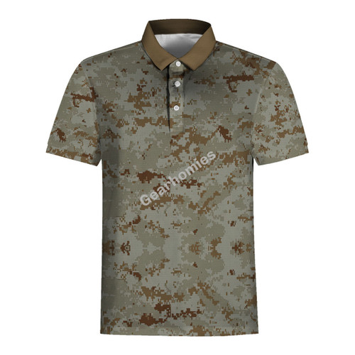 American Marine Pattern Desert CAMO Polo Shirt