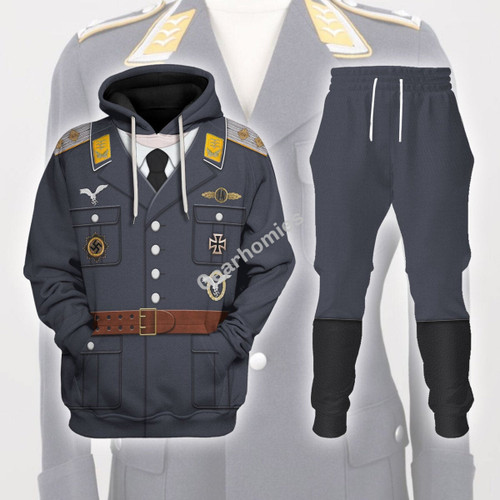 Service Uniform Of A German Air Force (Luftwaffe) Captain, WW2 Historical Hoodies Pullover Sweatshirt Tracksuit