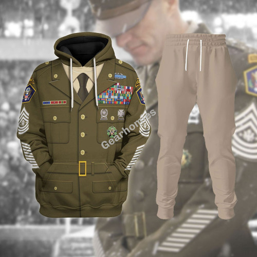Personalized Rank and Branches ENLISTED Army Green Service Uniform Hoodies Pullover Sweatshirt Tracksuit