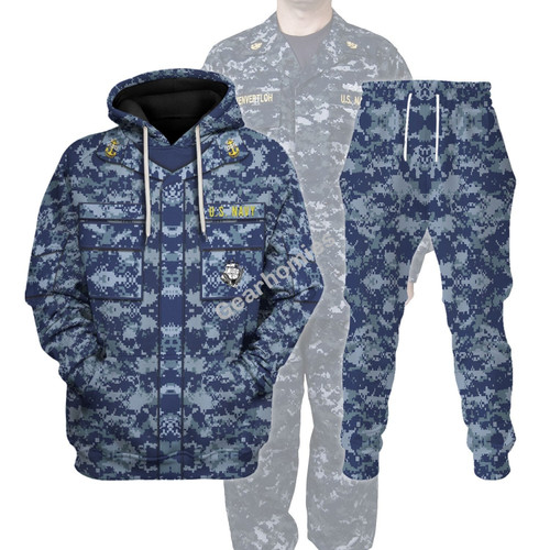 Personalized Rank and Branches United States Navy Working Uniform Type I Hoodies Pullover Sweatshirt Tracksuit