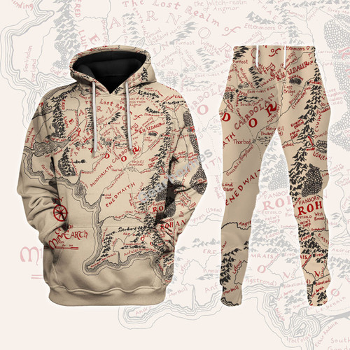 The Lord Of The Rings Map Hoodies Pullover Sweatshirt Tracksuit