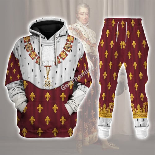 Gearhomies Charles X of France Coronation Robes Red Costume All Over Print Hoodie Sweatshirt T-Shirt Hawaiian Tracksuit