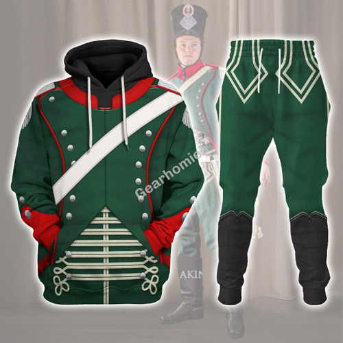 Gearhomies Napoleonic French Light Cavalry-Chasseur A Cheval-Officer (1806-1815) Uniform All Over Print Hoodie Sweatshirt T-Shirt Hawaiian Tracksuit