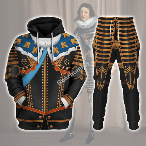 Gearhomies Louis XIII of France Warrior King Costume All Over Print Hoodie Sweatshirt T-Shirt Hawaiian Tracksuit