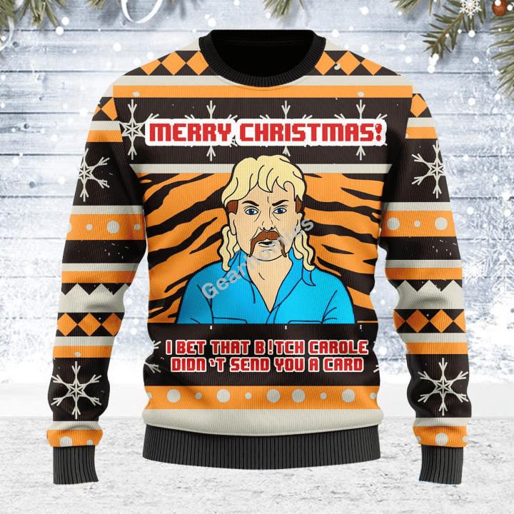 Merry Christmas Gearhomies Unisex Ugly Christmas Sweater I Bet That B!tch Didn't Send You A Card 3D Apparel
