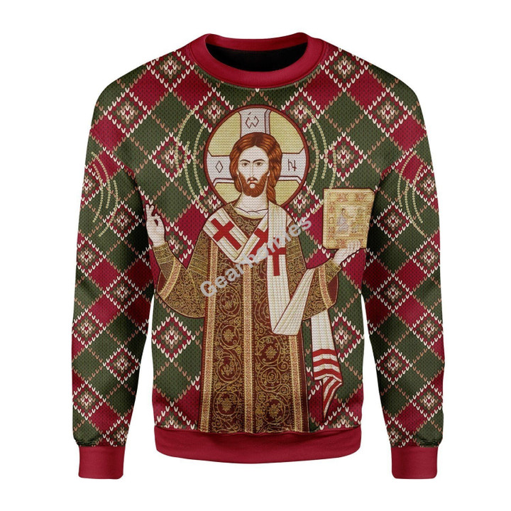 Merry Christmas Gearhomies Unisex Christmas Sweater Orthodox Christianity 3D Apparel