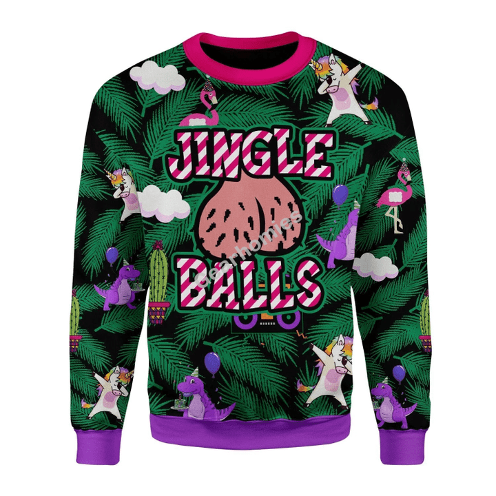 Merry Christmas Gearhomies Unisex Christmas Sweater Jingle Balls 3D Apparel