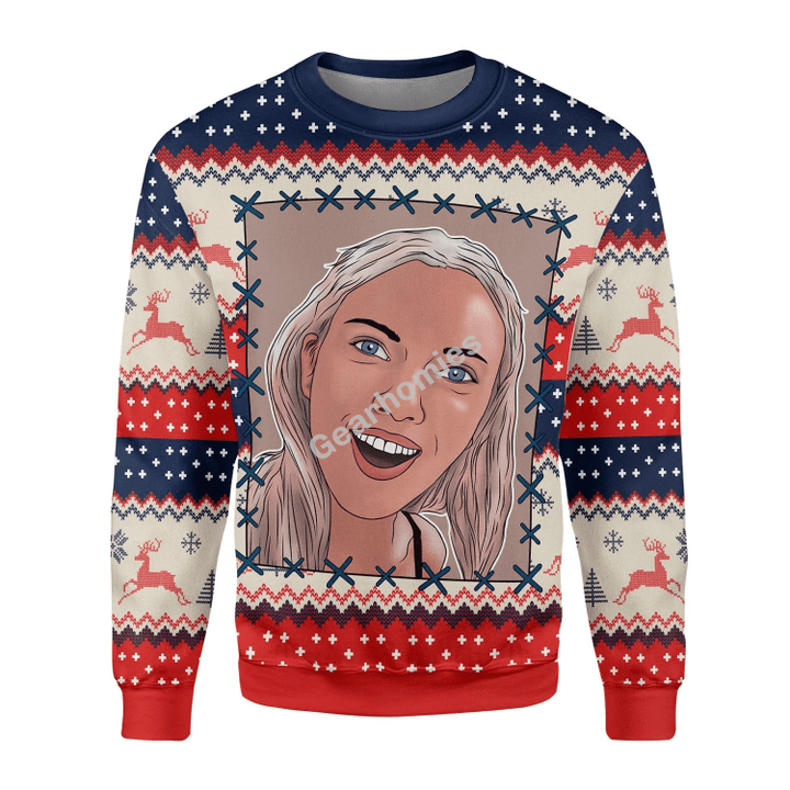 Merry Christmas Gearhomies Unisex Christmas Sweater Scarlett Johansson Surprised Meme 3D Apparel