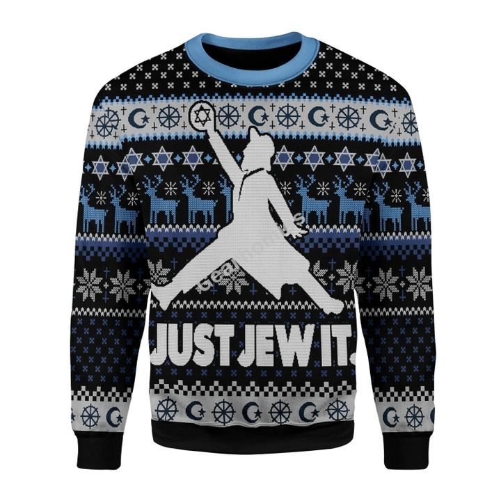 Merry Christmas Gearhomies Unisex Christmas Sweater Just Jew It 3D Apparel