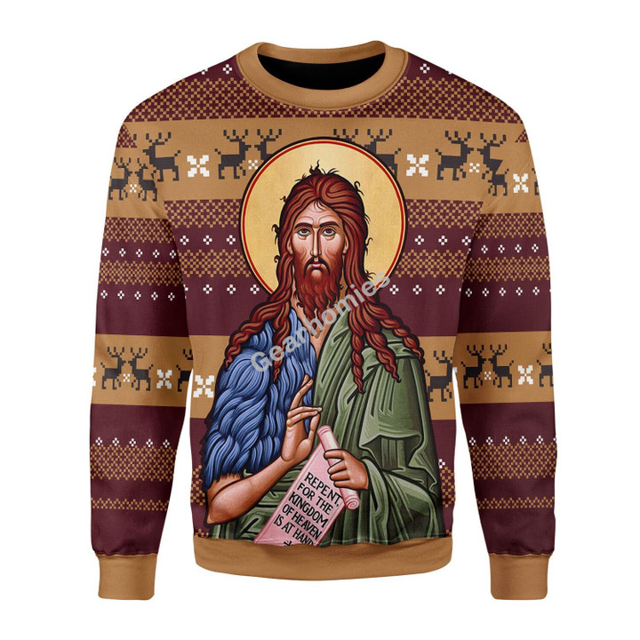 Merry Christmas GearHomies Unisex Christmas Sweater St. John the Baptist 3D Apparel