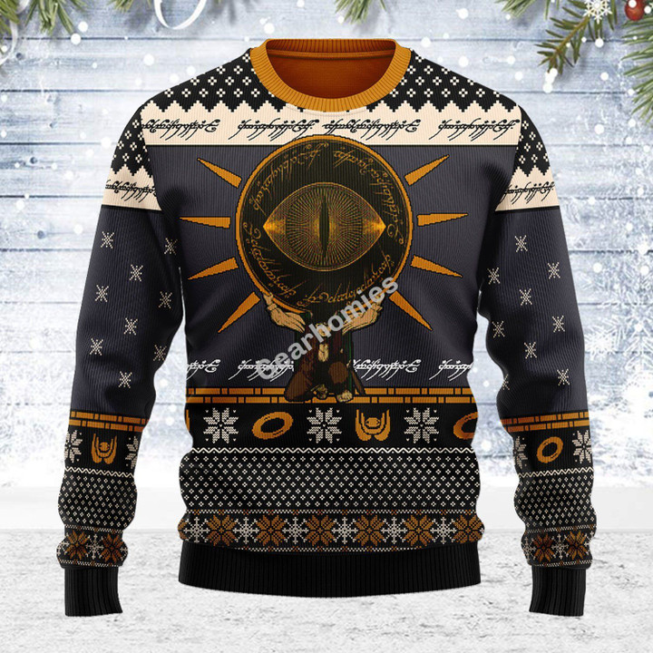 Merry Christmas Gearhomies Unisex Ugly Christmas Sweater The Lord of the Rings Burden 3D Apparel