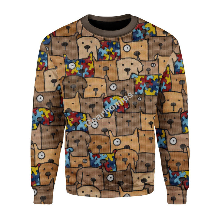 Merry Christmas Gearhomies Unisex Christmas Sweater Autism Dog 3D Apparel