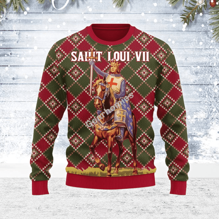 Merry Christmas Gearhomies Unisex Ugly Christmas Sweater Saint Loui VII 3D Apparel