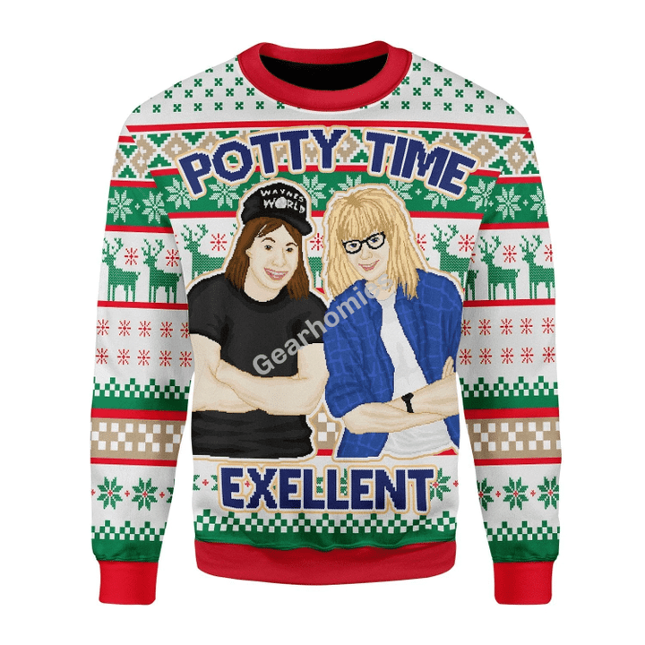 Merry Christmas Gearhomies Unisex Christmas Sweater Potty Time Exellent 3D Apparel