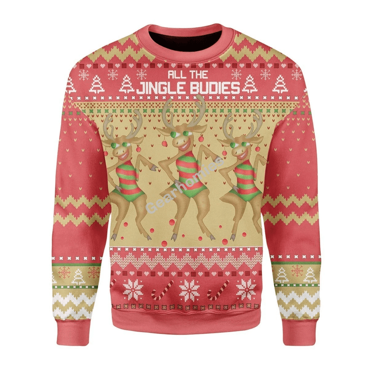 Merry Christmas Gearhomies Unisex Christmas Sweater All The Single Budies 3D Apparel