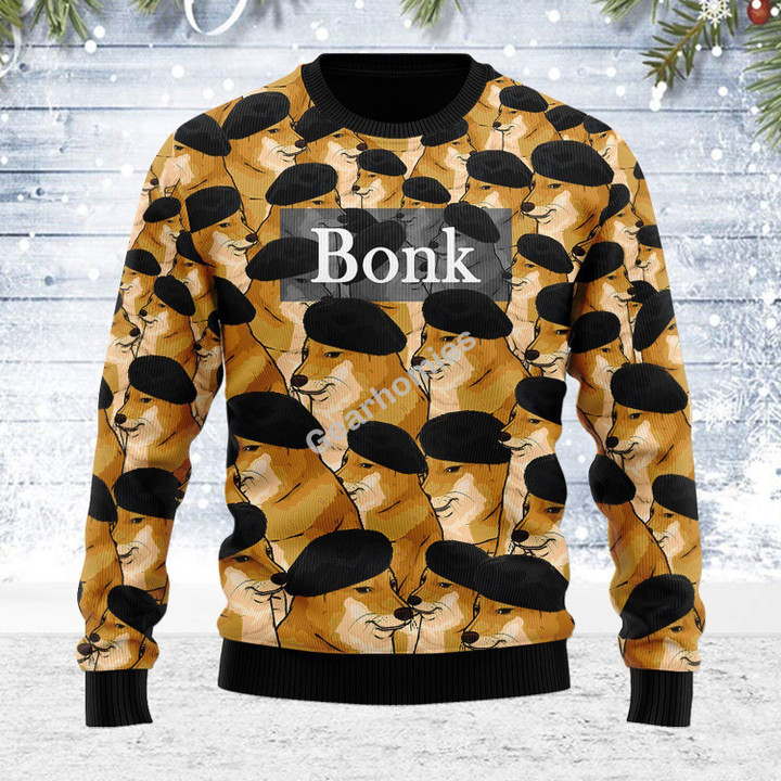 Merry Christmas Gearhomies Unisex Ugly Christmas Sweater Cheems Ponk Meme 3D Apparel