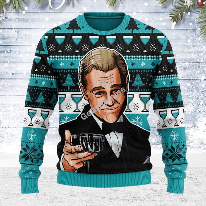 Merry Christmas Gearhomies Unisex Ugly Christmas Sweater  Leo Wine Glass Meme 3D Apparel
