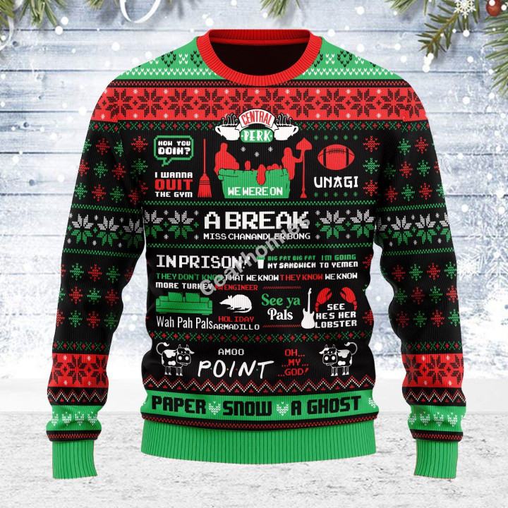 Merry Christmas Gearhomies Unisex Ugly Christmas Sweater Friend 3D Apparel