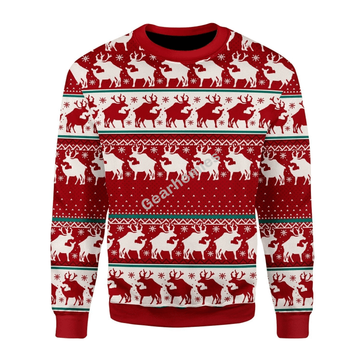Merry Christmas Gearhomies Unisex Christmas Sweater Reindeer 3D Apparel