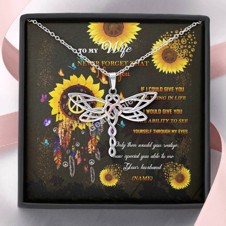 Gearhomies Jewelry Custom Name Hippie Soul Dragonfly Necklace