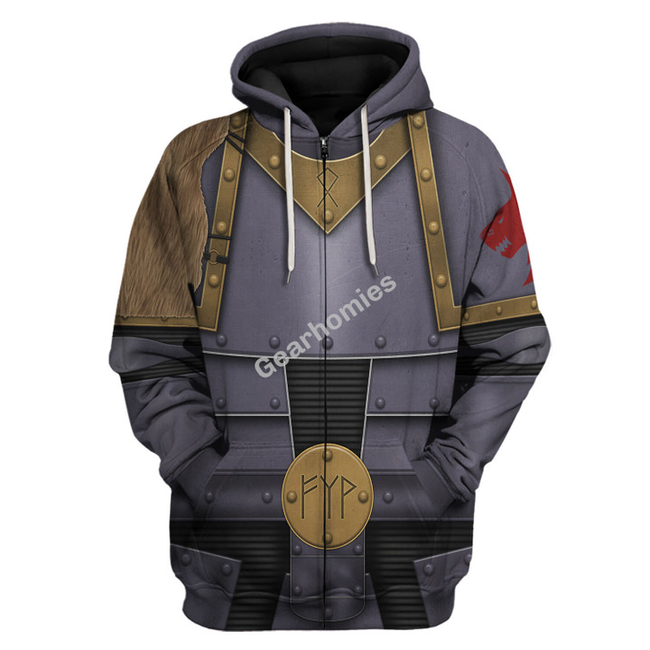 GearHomies Unisex Zip Hoodie Pre-Heresy Space Wolf Legion in Mark II Crusade 3D Costumes