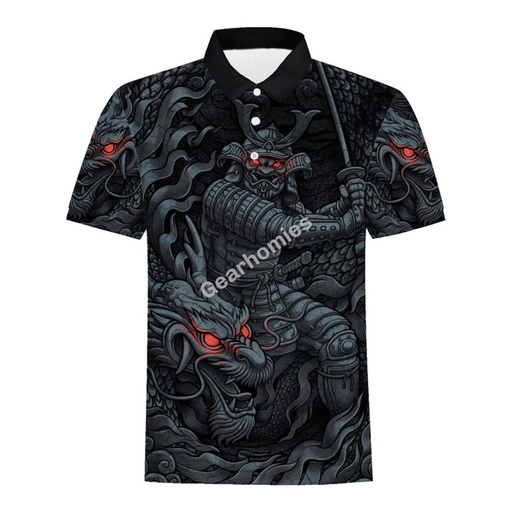 GearHomies Unisex Polo Shirt Samurai Dragon 3D Costumes