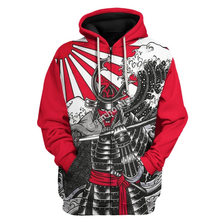 GearHomies Unisex Zip Hoodie Samurai Red 3D Costumes