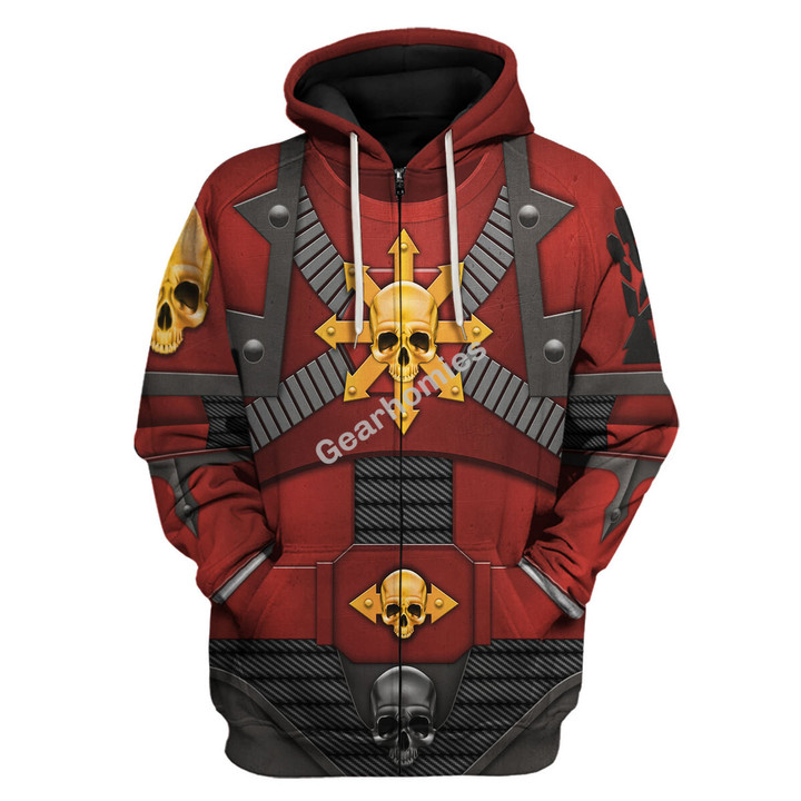 GearHomies Unisex Zip Hoodie Red Corsairs Warband Colour Scheme 3D Costumes