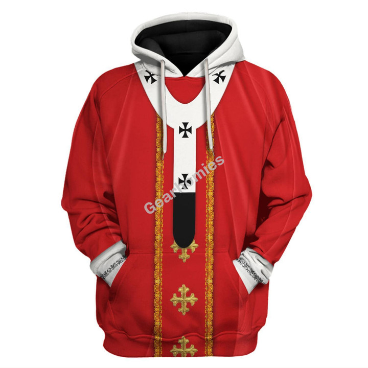 GearHomies Hoodie Pope Francis, Red 3D Apparel